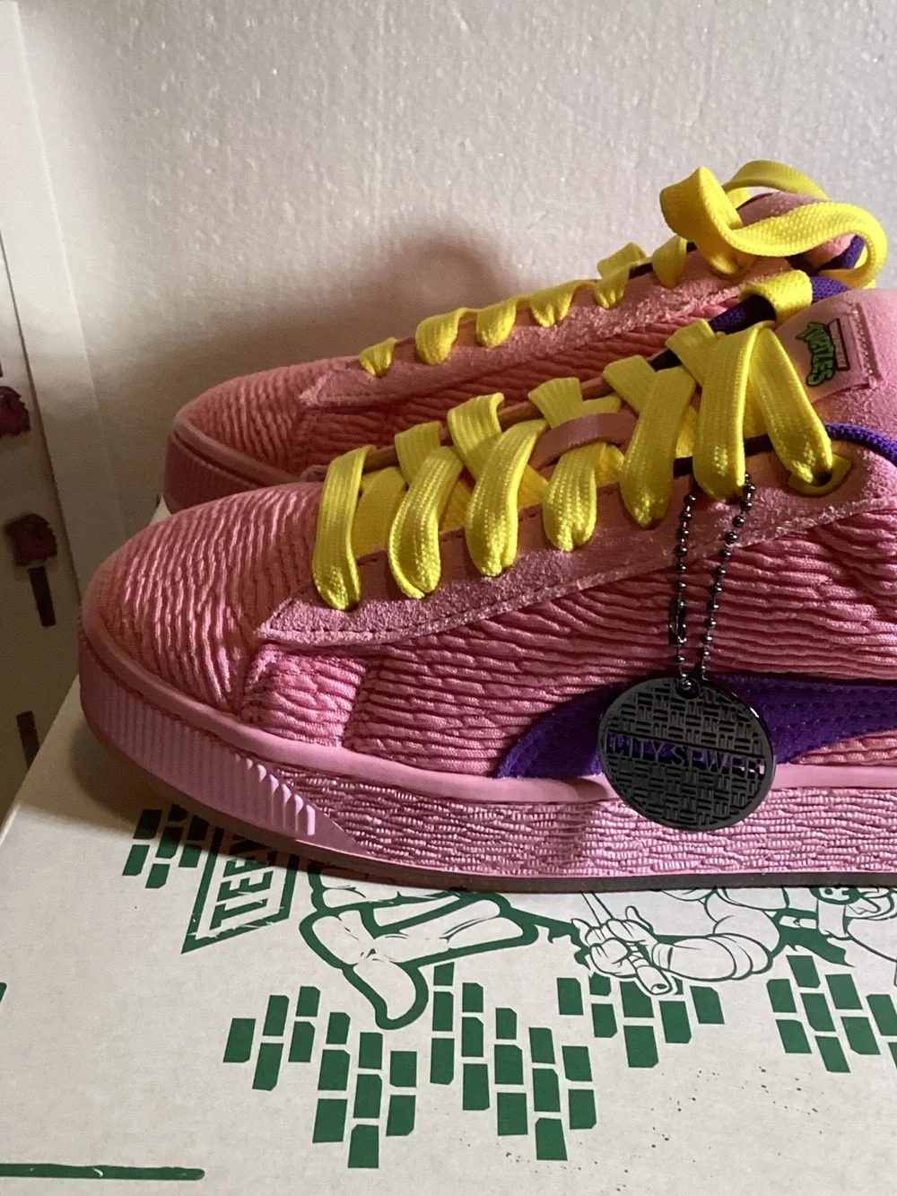 Puma Pink Sneakers with Yellow Laces